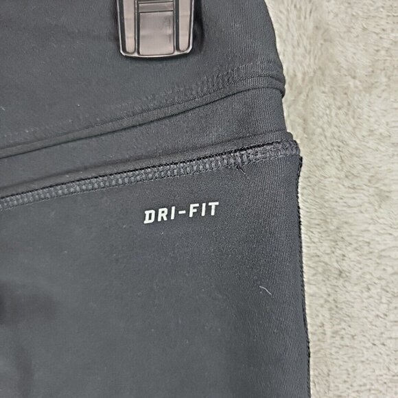 Nike Dri-Fit Pants Womens Size S Black Wide Leg Stretch Cropped Athletic Active - Picture 8 of 8
